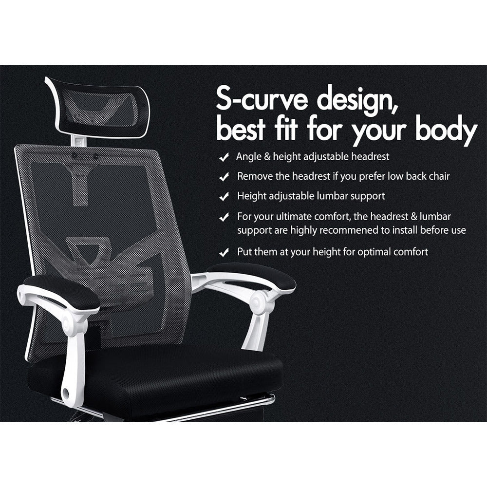 ALFORDSON Mesh Office Chair Gaming Executive Fabric Seat Racing Footrest Recline