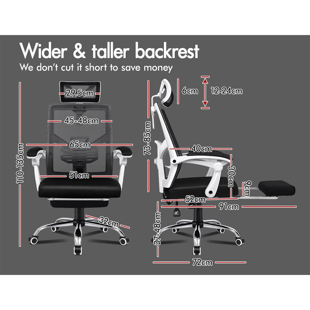 ALFORDSON Mesh Office Chair Gaming Executive Fabric Seat Racing Footrest Recline