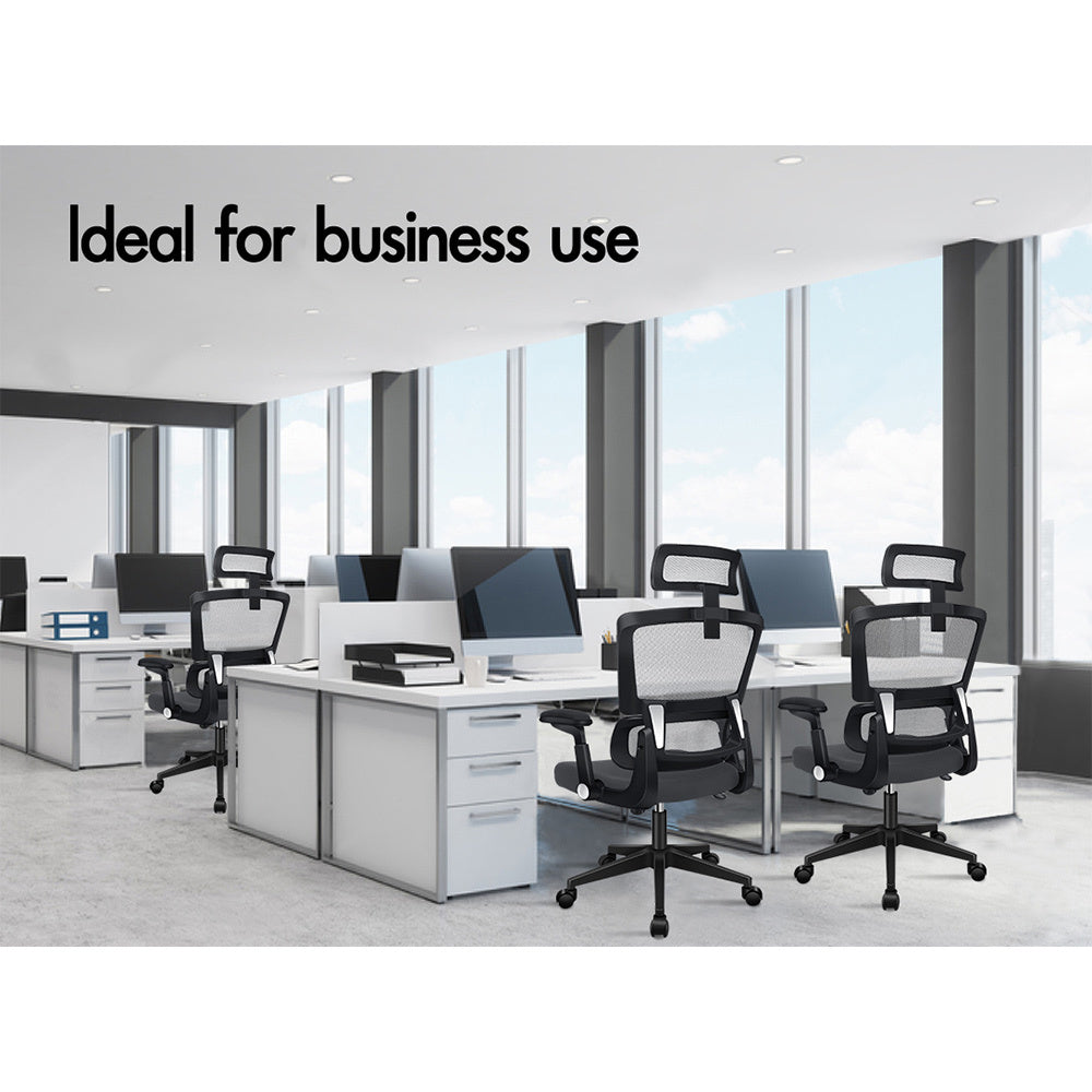 ALFORDSON Mesh Office Chair Ergonomic Computer Seat Black & Dark Grey