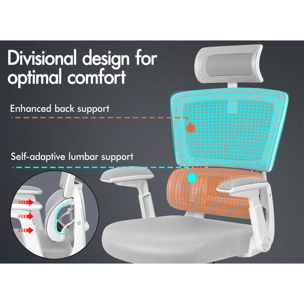 ALFORDSON Mesh Office Chair Ergonomic Computer Seat White & Light Grey
