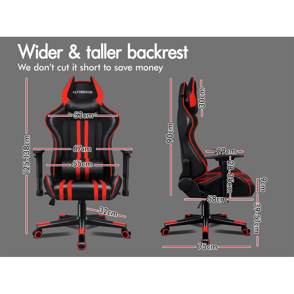 ALFORDSON Gaming Chair Office Racing Seat Executive PU Leather Computer OXEN Red