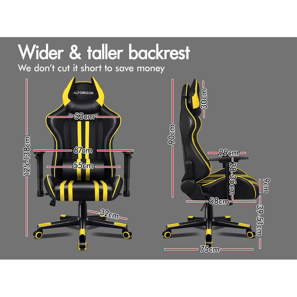 ALFORDSON Gaming Chair Office Racing Seat Executive Leather Computer OXEN Yellow