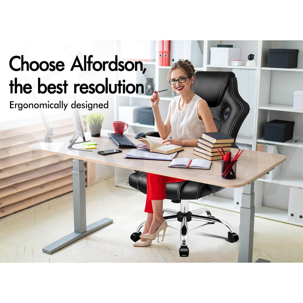 ALFORDSON Gaming Office Chair Racing Executive Computer PU Leather Mesh Seat
