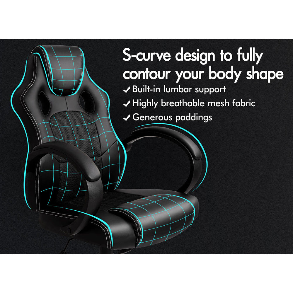 ALFORDSON Gaming Office Chair Racing Executive Computer PU Leather Mesh Seat