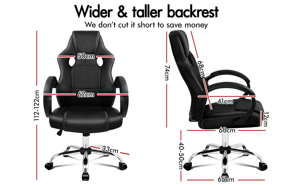 ALFORDSON Gaming Office Chair Racing Executive Computer PU Leather Mesh Seat