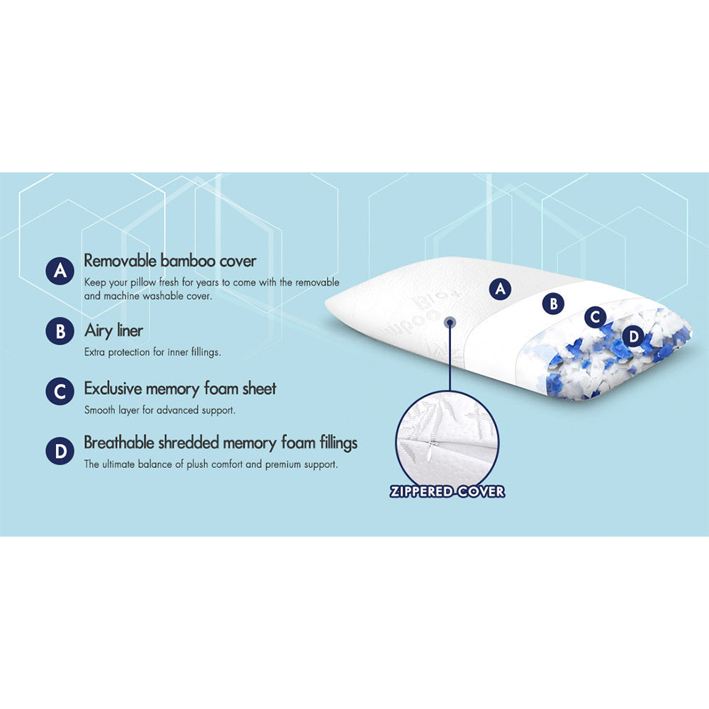 Starry Eucalypt Memory Foam Pillow Twin Pack Pillows Bamboo Fabric Cool Gel