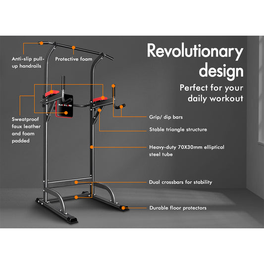 BLACK LORD 5-IN-1 Power Tower Chin Up Bar Pull Up Weight Bench Home Gym