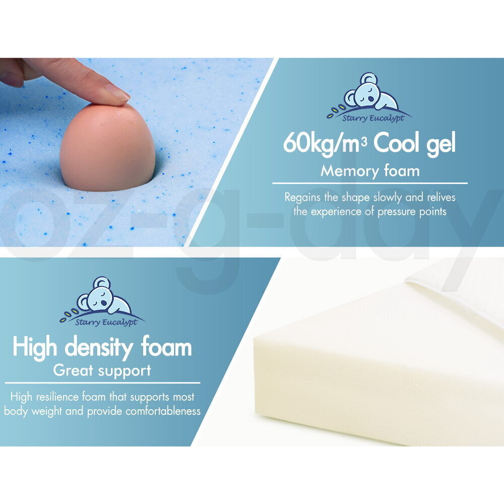 STARRY EUCALYPT Wedge Pillow Memory Foam Cool Gel BAMBOO Cover Cushion