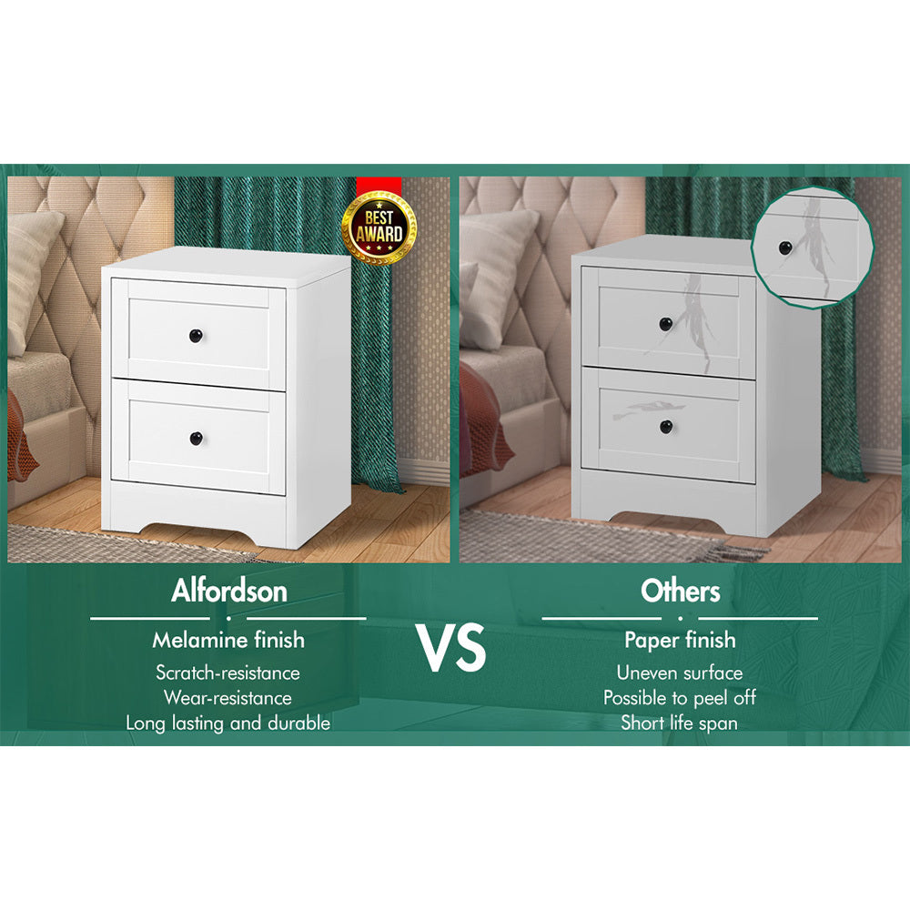 ALFORDSON Bedside Table Hamptons Nightstand Storage Side End Cabinet White