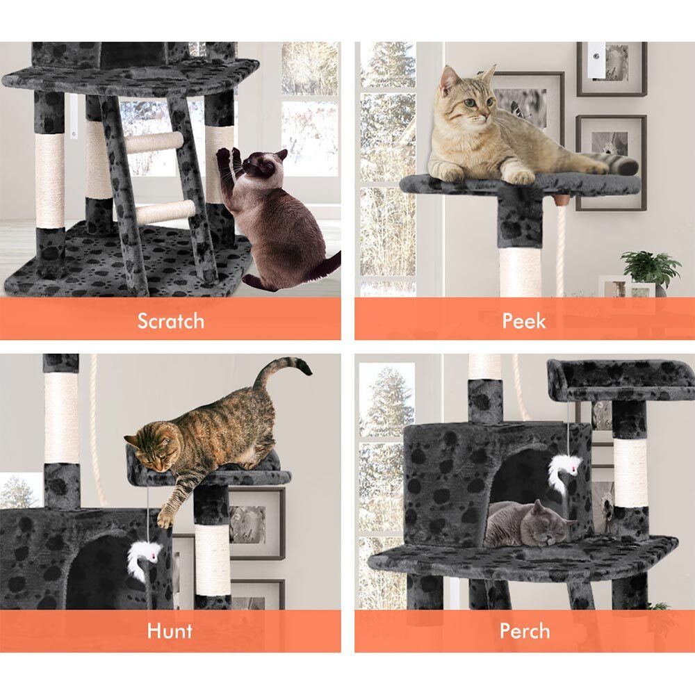 BEASTIE Cat Tree Scratching Post 3-Platform Grey 120cm