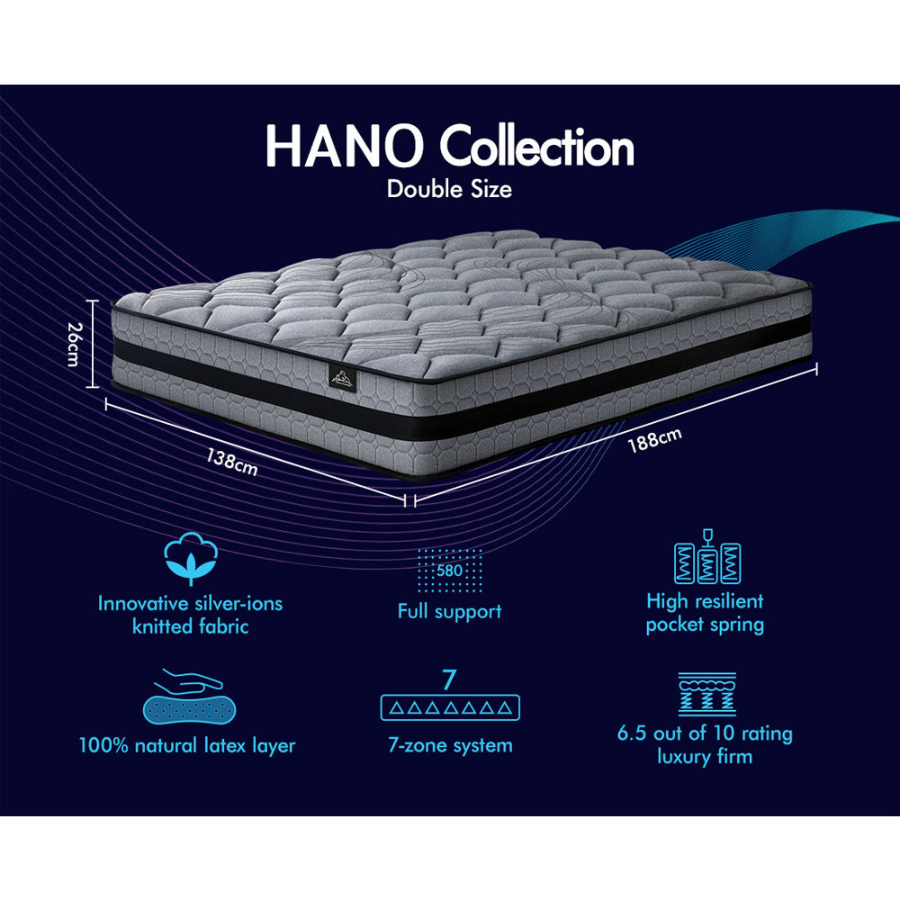 STARRY EUCALYPT Mattress Pocket Spring Double Size 3D Mesh Fabric 26cm 7 zone