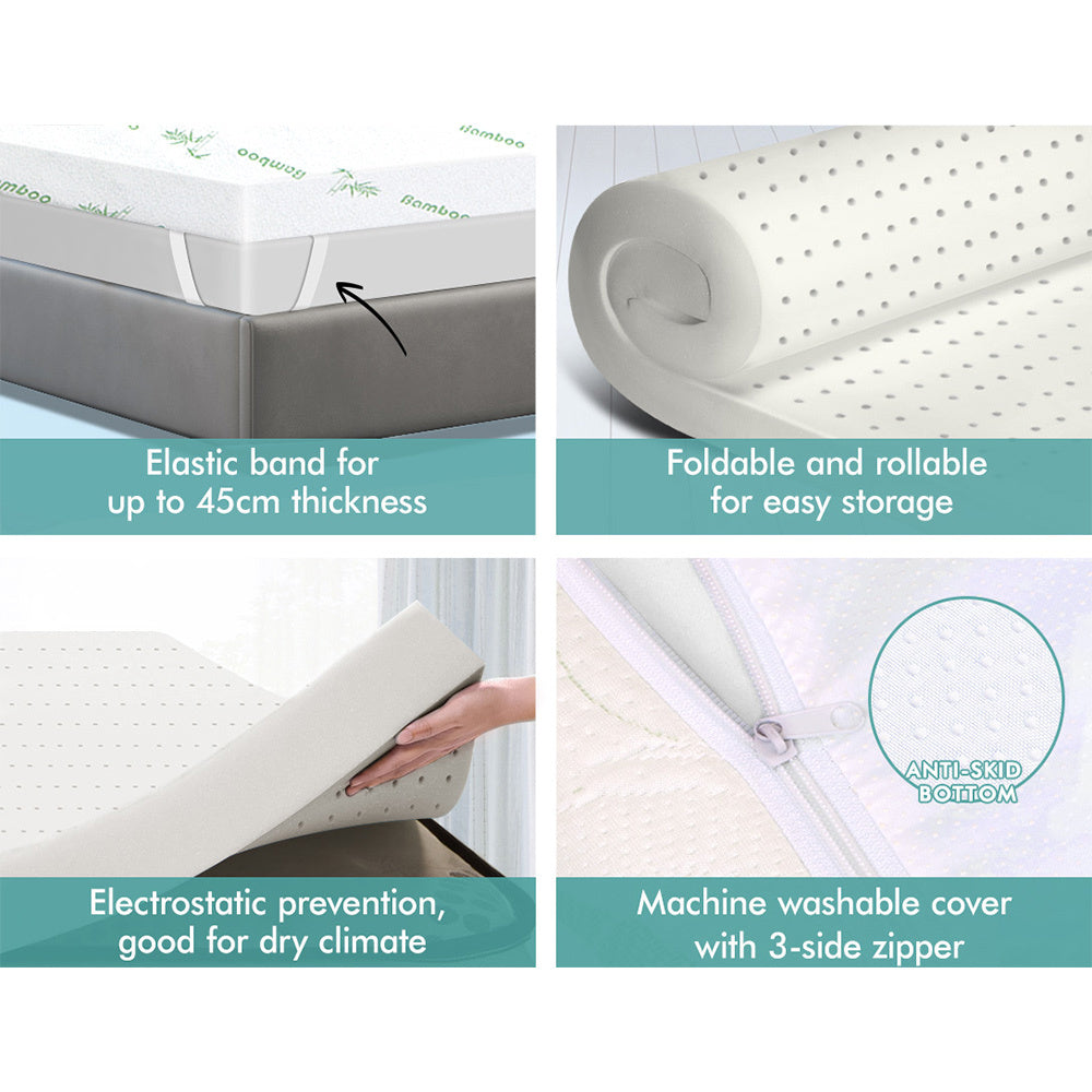 S.E. Memory Foam Topper Ventilated Mattress Bed Bamboo Cover Underlay 8cm King