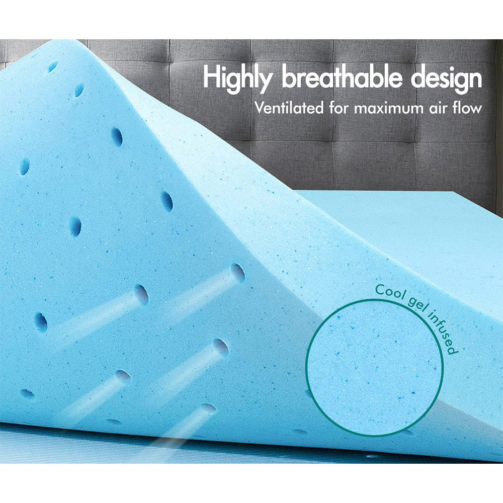 S.E. Memory Foam Topper Cool Gel Ventilated Mattress Bed Bamboo Cover 8cm Single