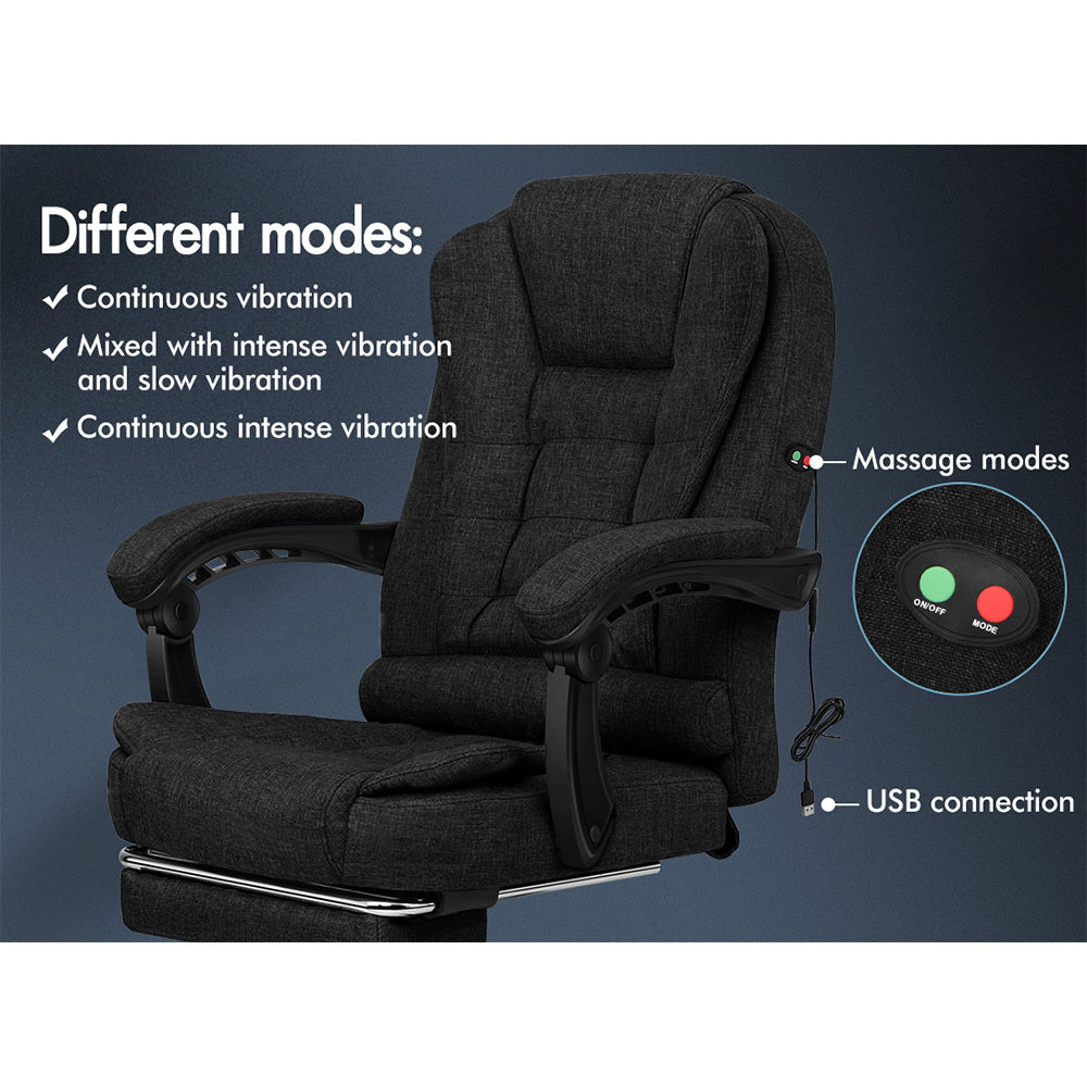 ALFORDSON Massage Office Chair Footrest Executive Gaming Racing Fabric Seat