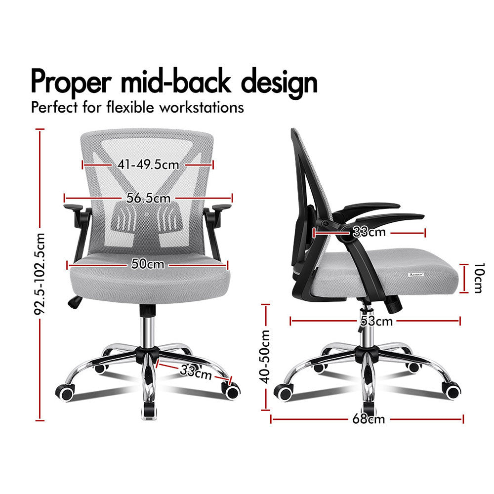 ALFORDSON Mesh Office Chair Executive Fabric Seat Gaming Racing Tilt Computer Grey