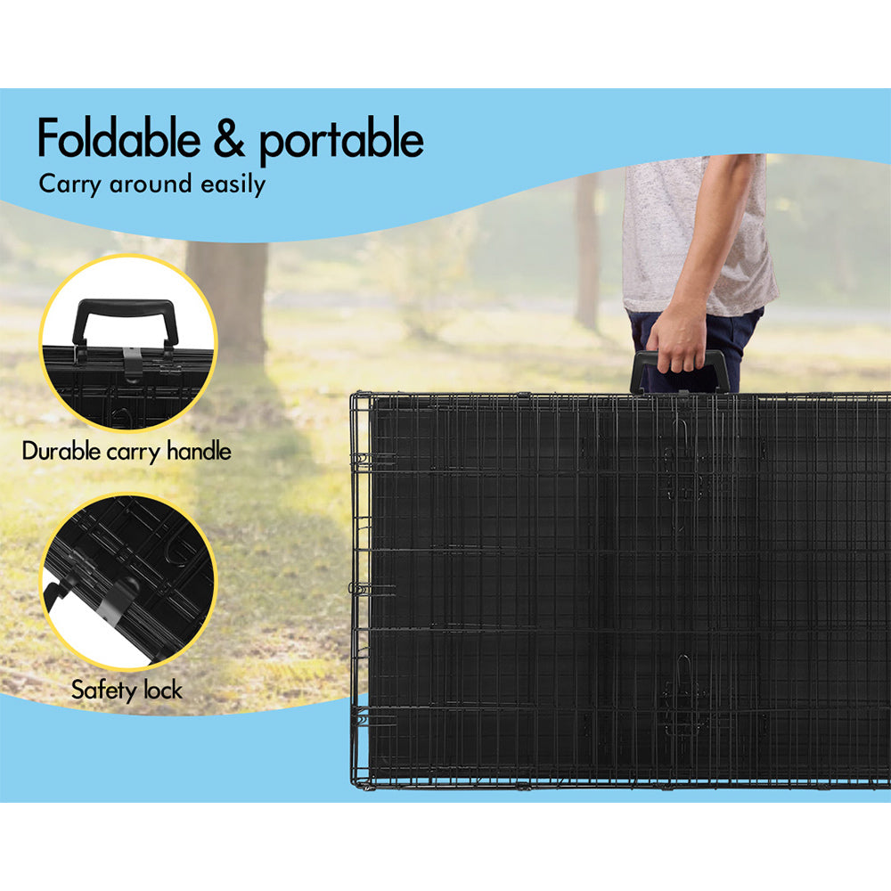 BEASTIE Dog Crate Pet Cage Kennel Cat Foldable Metal Playpen 42" Large