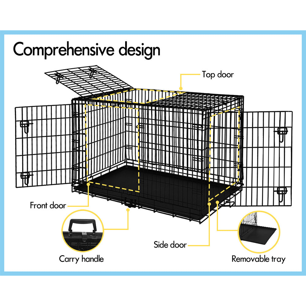 BEASTIE Dog Cage Pet Crate Metal Kennel Cat Collapsible Playpen 48" Large