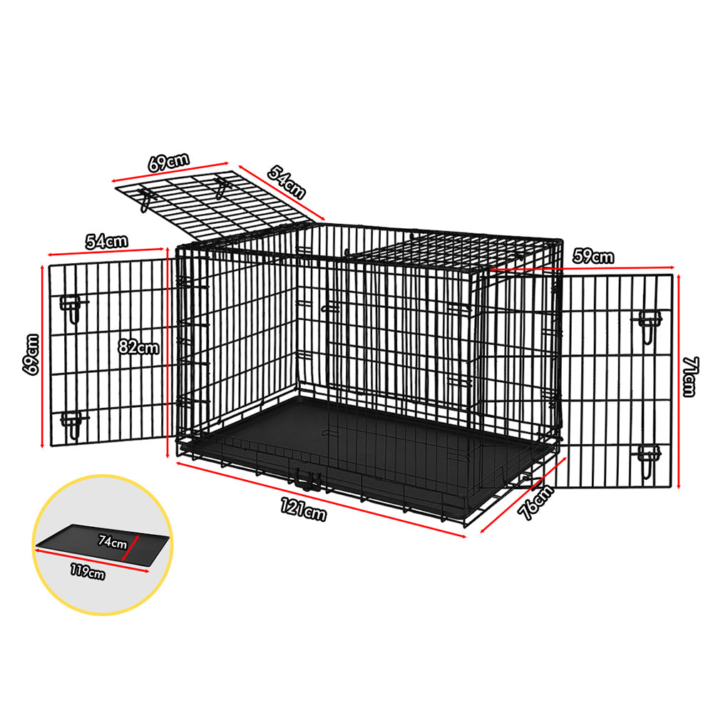 BEASTIE Dog Cage Pet Crate Metal Kennel Cat Collapsible Playpen 48" Large