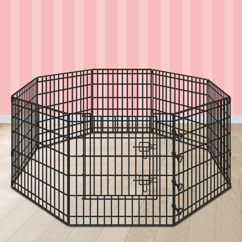 BEASTIE Dog Playpen Pet Metal Fence 8 Panel Enclosure Puppy Exercise Pen 30"