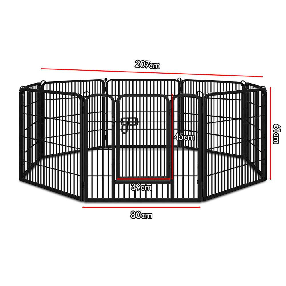 BEASTIE Dog Playpen Pet Enclosure 8 Panel Metal Puppy Fence Exercise 24"