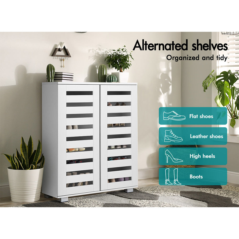 ALFORDSON Shoe Cabinet Organiser Storage Rack Drawer Shelf 21 pairs White