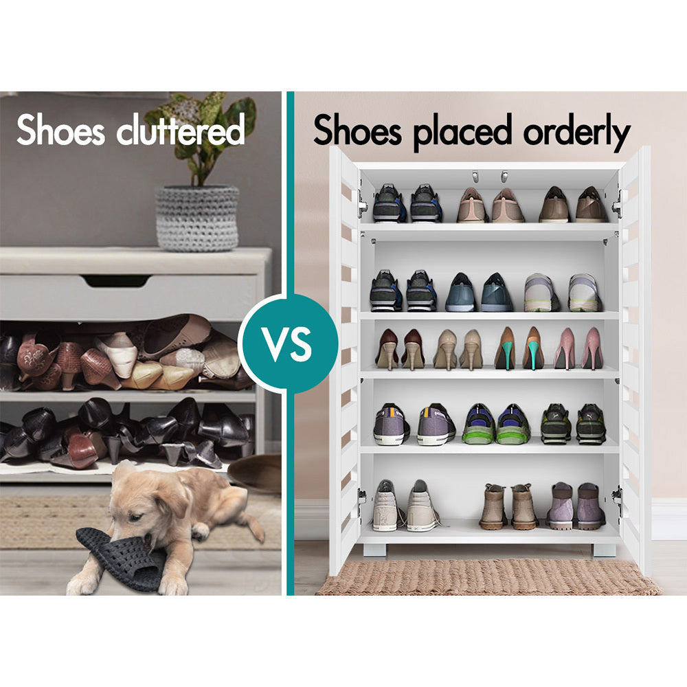 ALFORDSON Shoe Cabinet Organiser Storage Rack Drawer Shelf 21 pairs White
