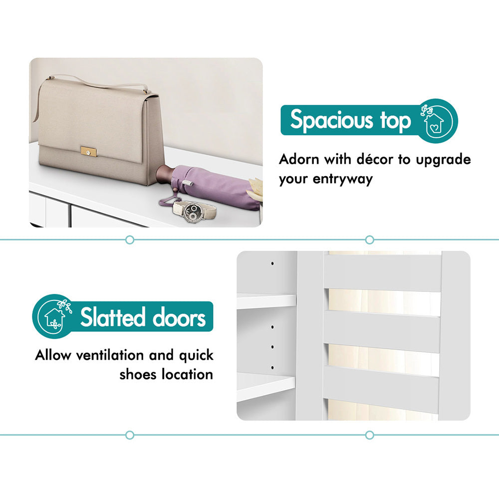 ALFORDSON Shoe Cabinet Organiser Storage Rack Drawer Shelf 21 pairs White
