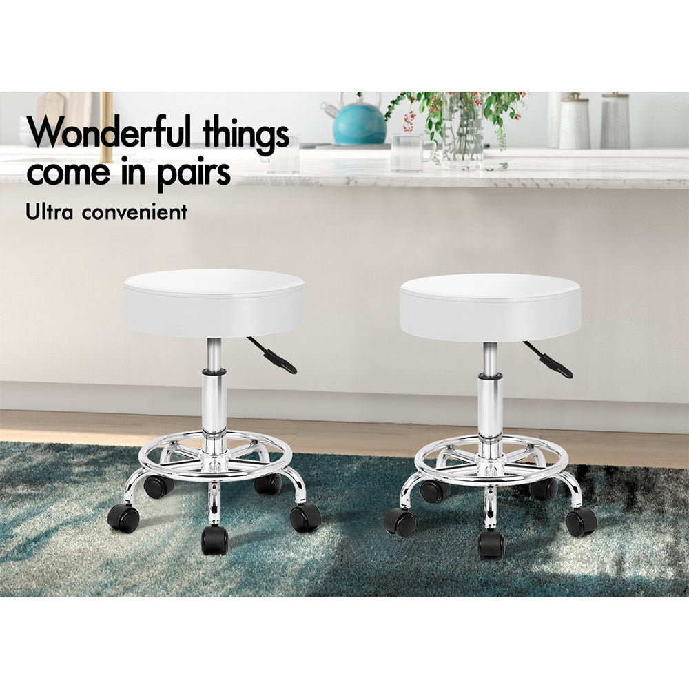 ALFORDSON Salon Stool Round Swivel Barber Hair Dress Chair Gas Lift White