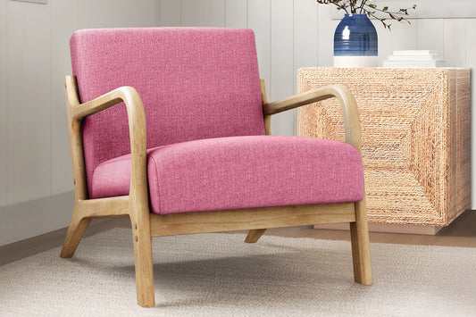 ALFORDSON Armchair Accent Chair Fabric Lounge Sofa Wood Couch Seat Pink