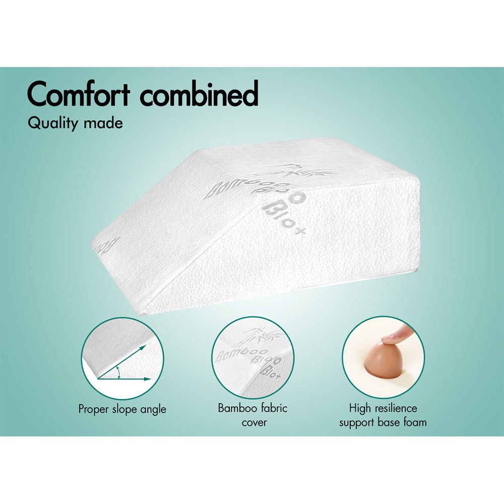S.E. Memory Foam Leg Elevation Pillow Wedge Back Rest Support Cushion Bamboo Cover