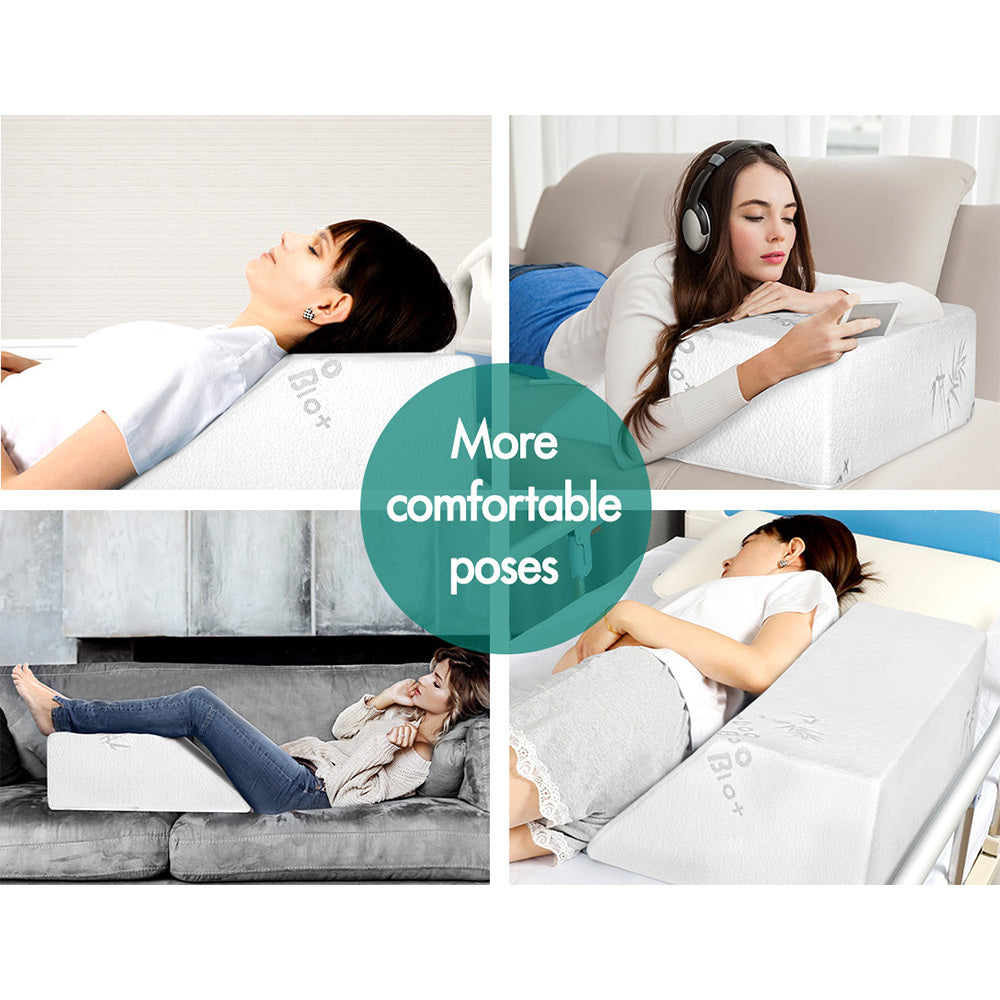 S.E. Memory Foam Leg Elevation Pillow Wedge Back Rest Support Cushion Bamboo Cover