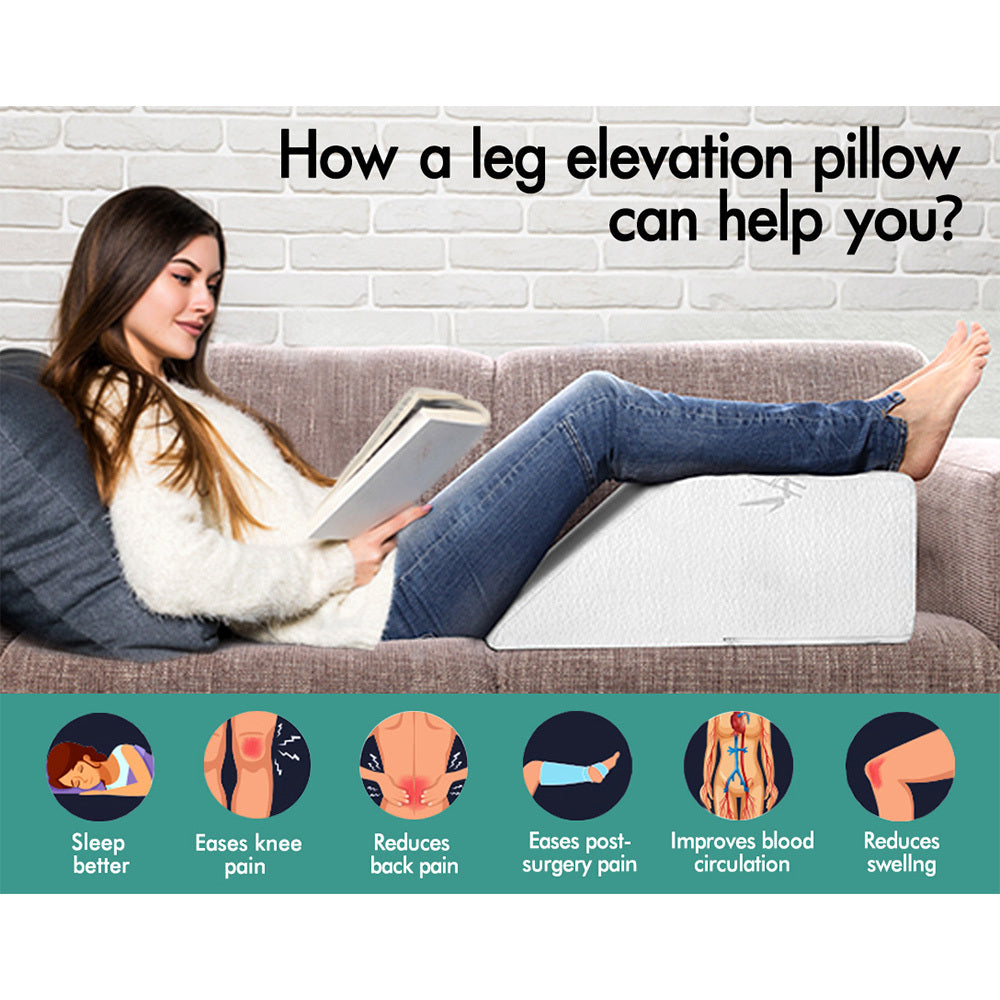 S.E. Memory Foam Leg Elevation Pillow Wedge Back Rest Support Cushion Bamboo Cover