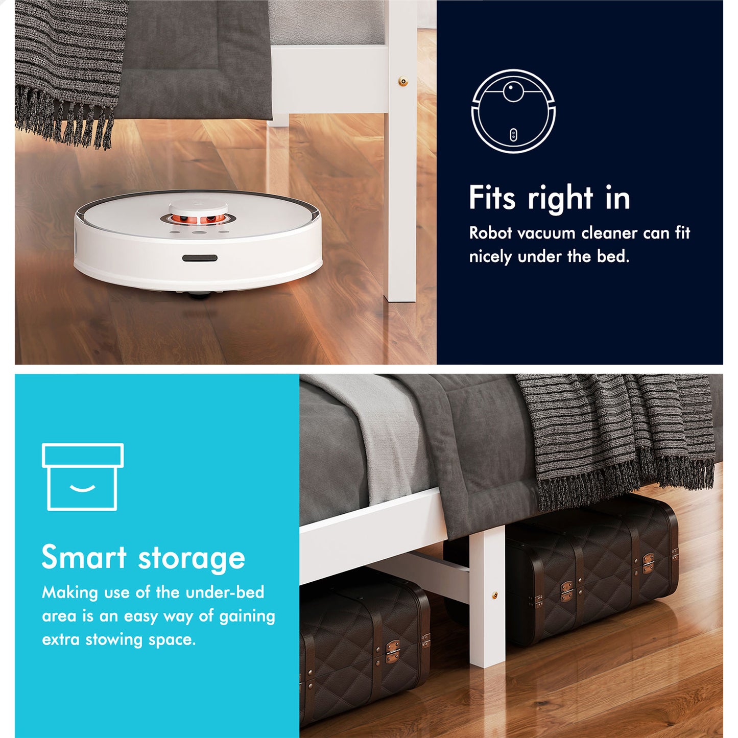 ALFORDSON Bed Frame Wooden Double Size Mattress Base Platform Timber White DUBEM
