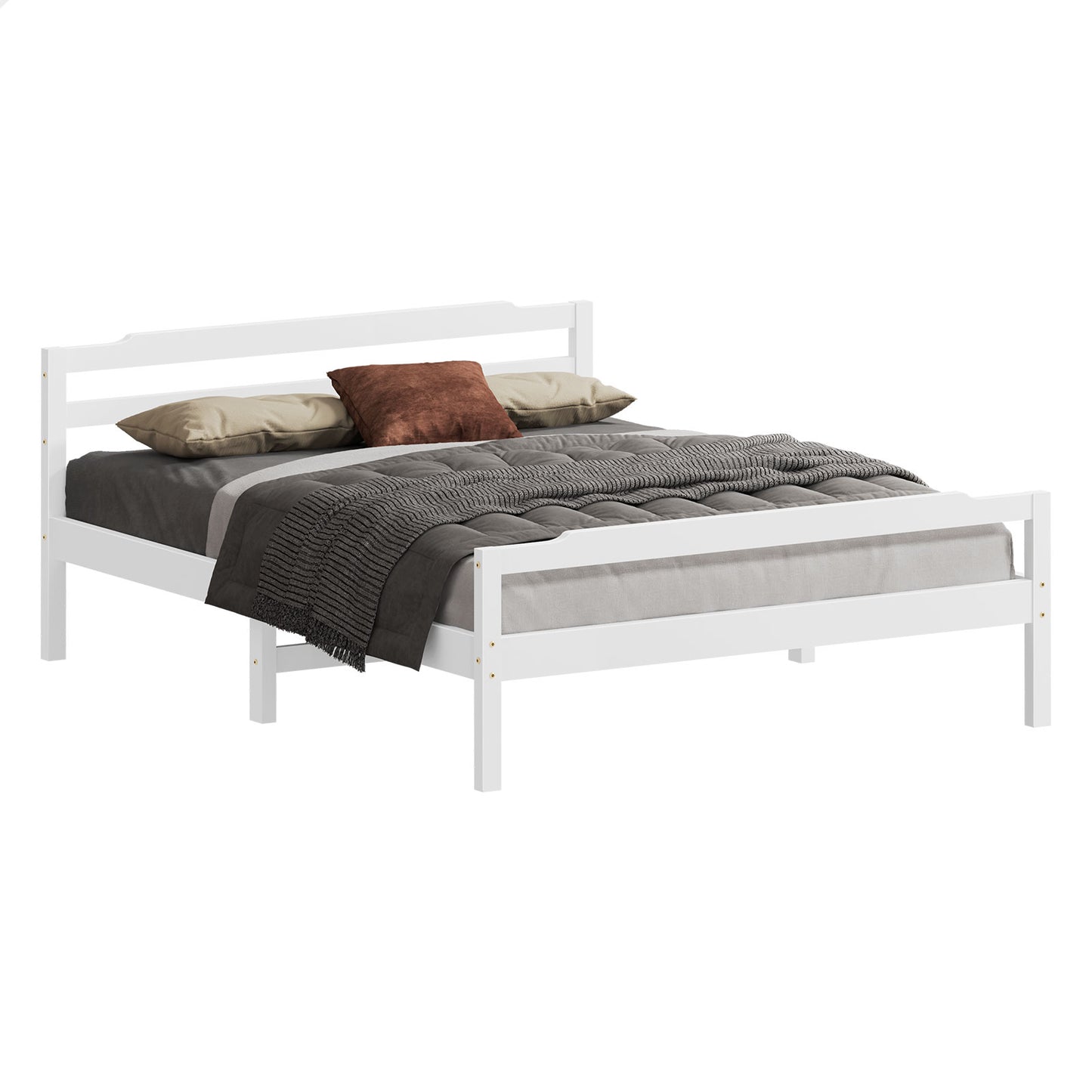 ALFORDSON Bed Frame Wooden King Size Mattress Base Platform Timber White DUBEM