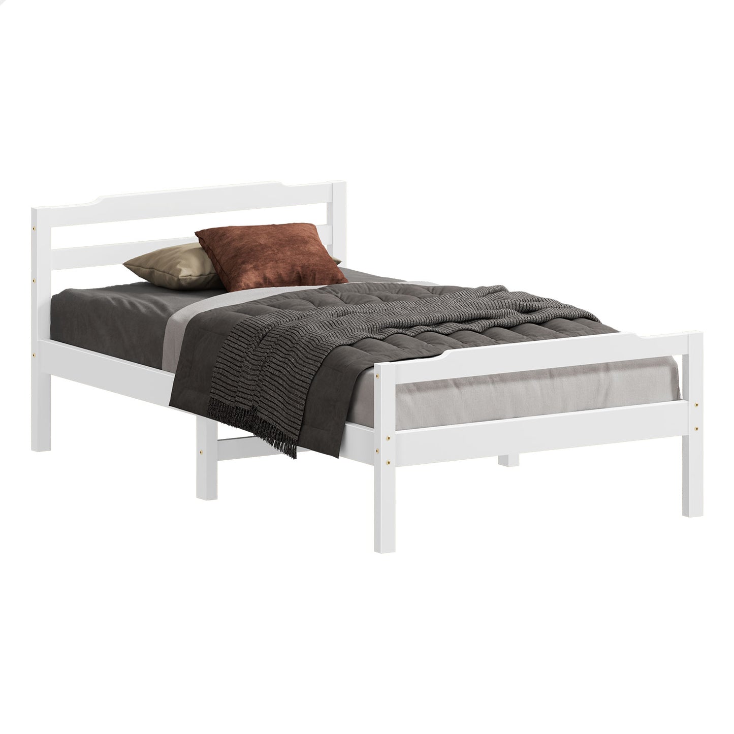 ALFORDSON Bed Frame Wooden King Single Mattress Base Platform Timber White DUBEM