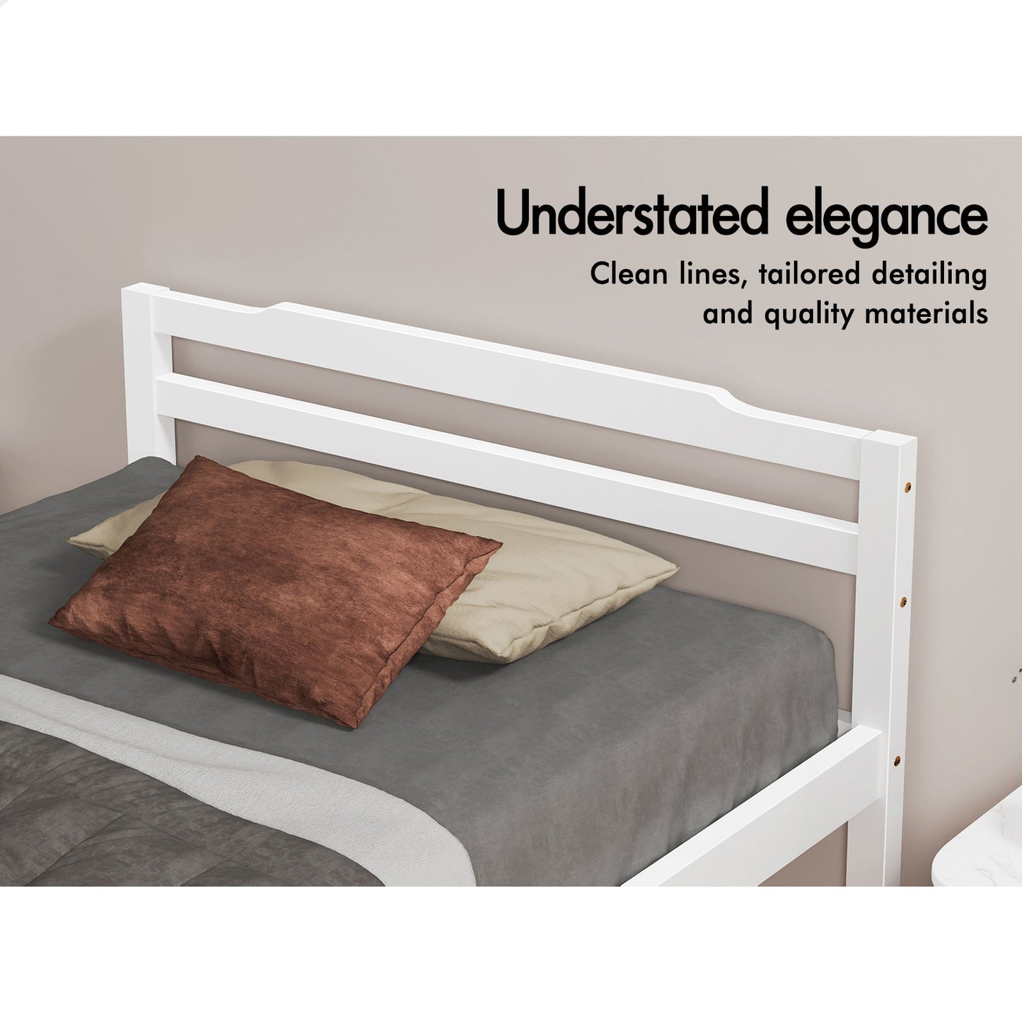 ALFORDSON Bed Frame Wooden King Single Mattress Base Platform Timber White DUBEM