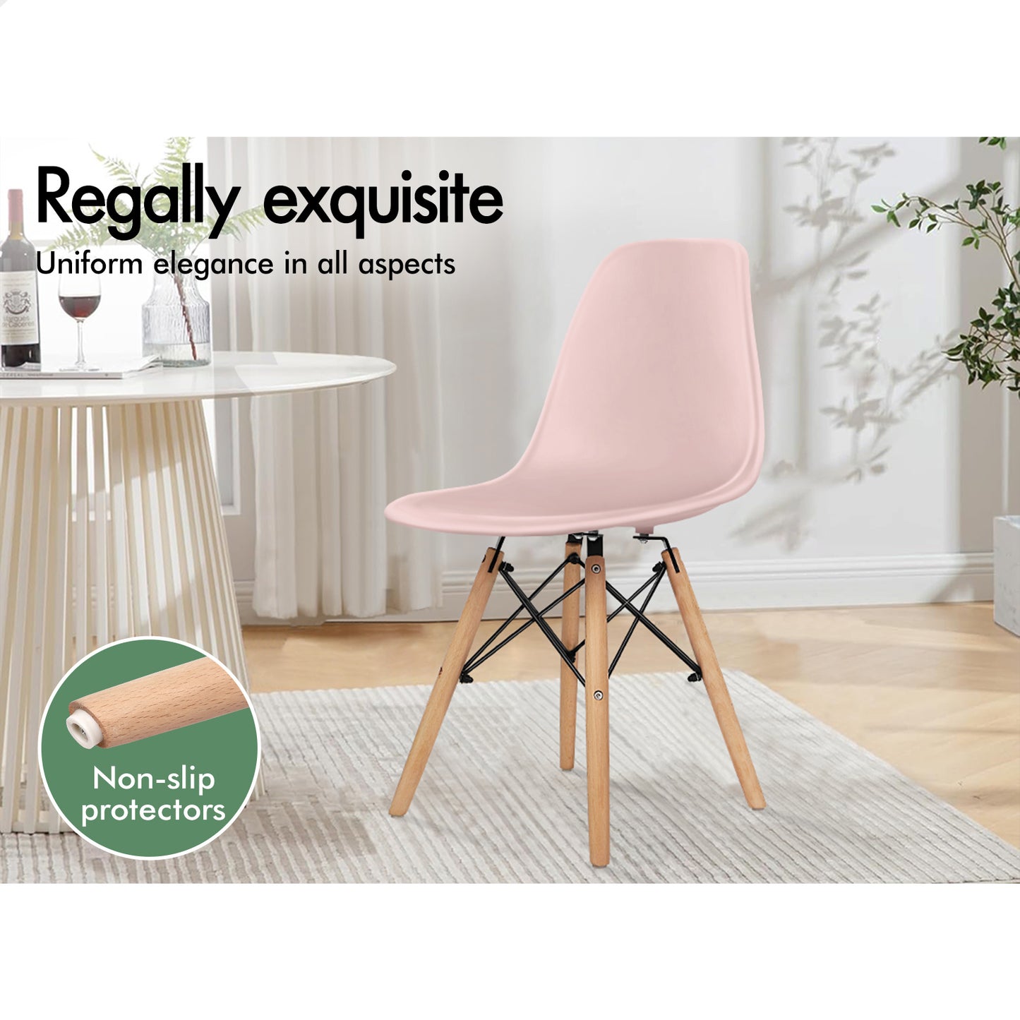 ALFORDSON 4x Dining Chairs Retro Steel Kitchen Lounge Cafe Solid Wood Pink