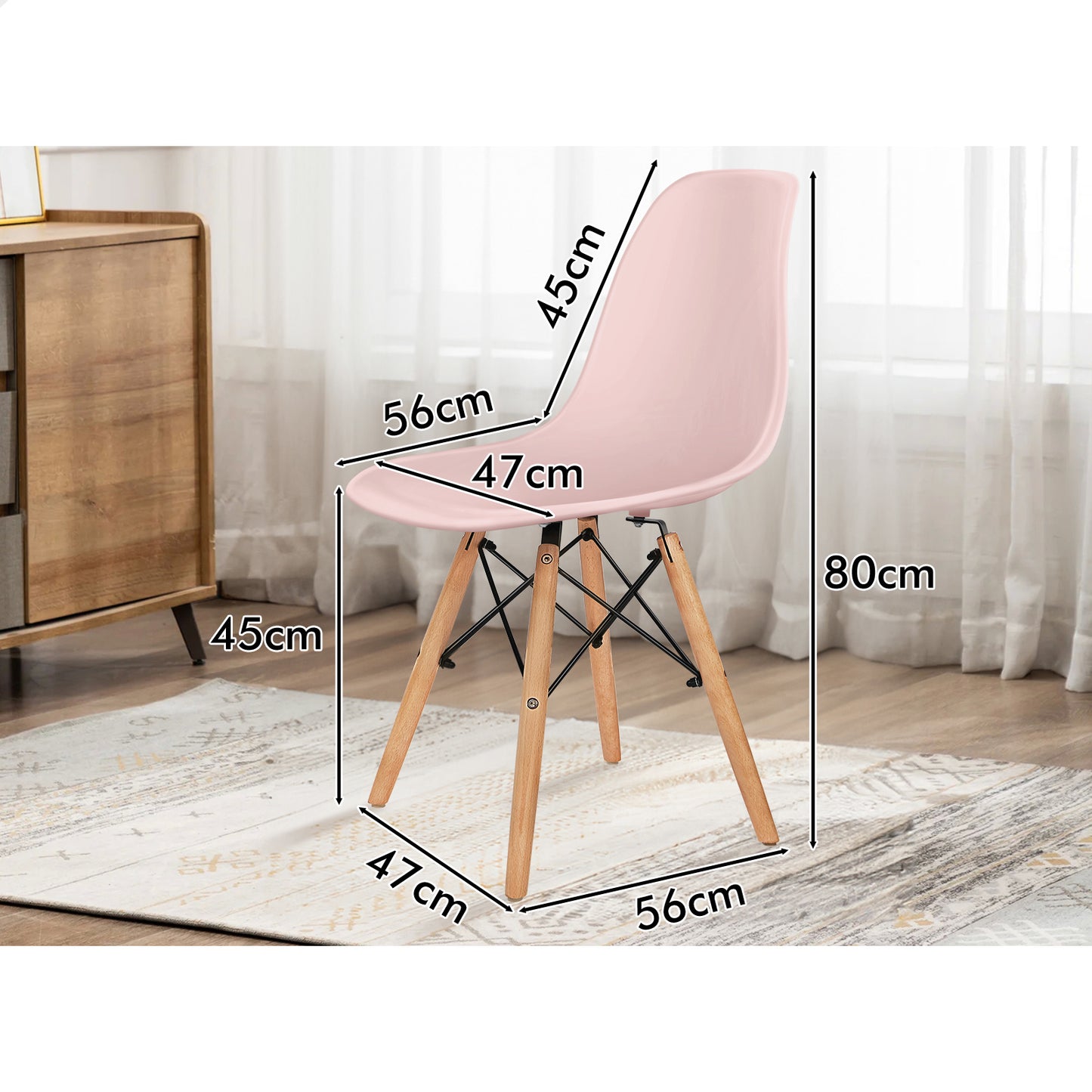 ALFORDSON 4x Dining Chairs Retro Steel Kitchen Lounge Cafe Solid Wood Pink