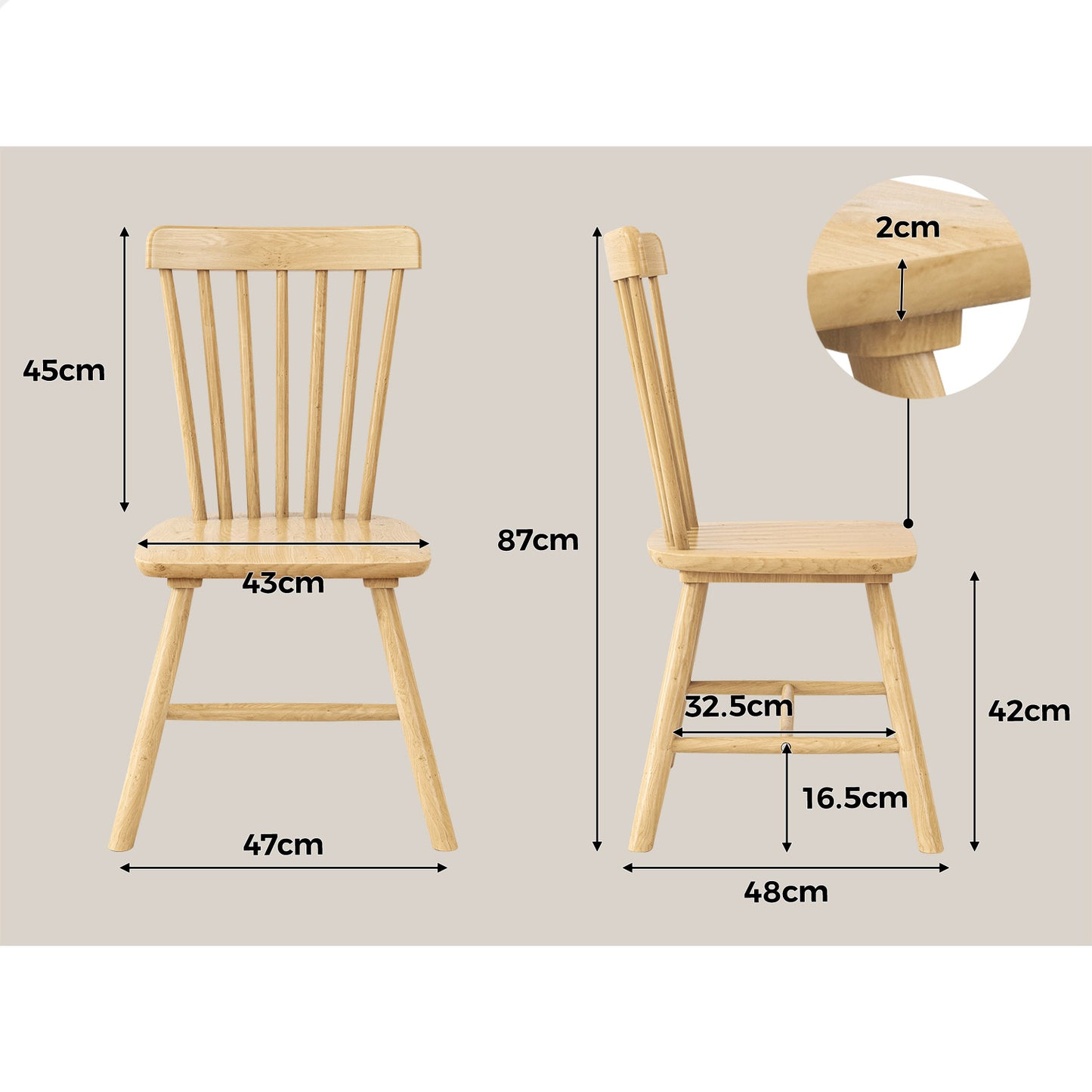 ALFORDSON 2x Dining Chairs Retro Walnut Modern Seat Oak