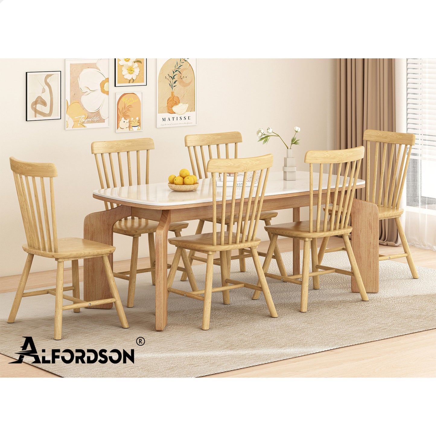 ALFORDSON 2x Dining Chairs Retro Walnut Modern Seat Oak