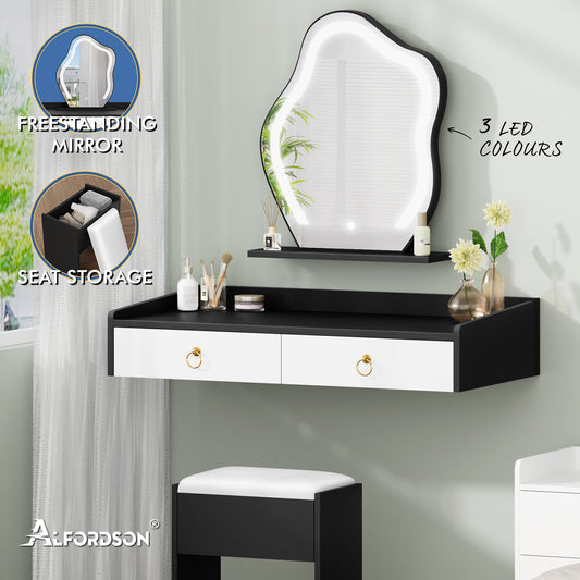 ALFORDSON Dressing Table Stool Floating Makeup Mirror Vanity Desk LED White