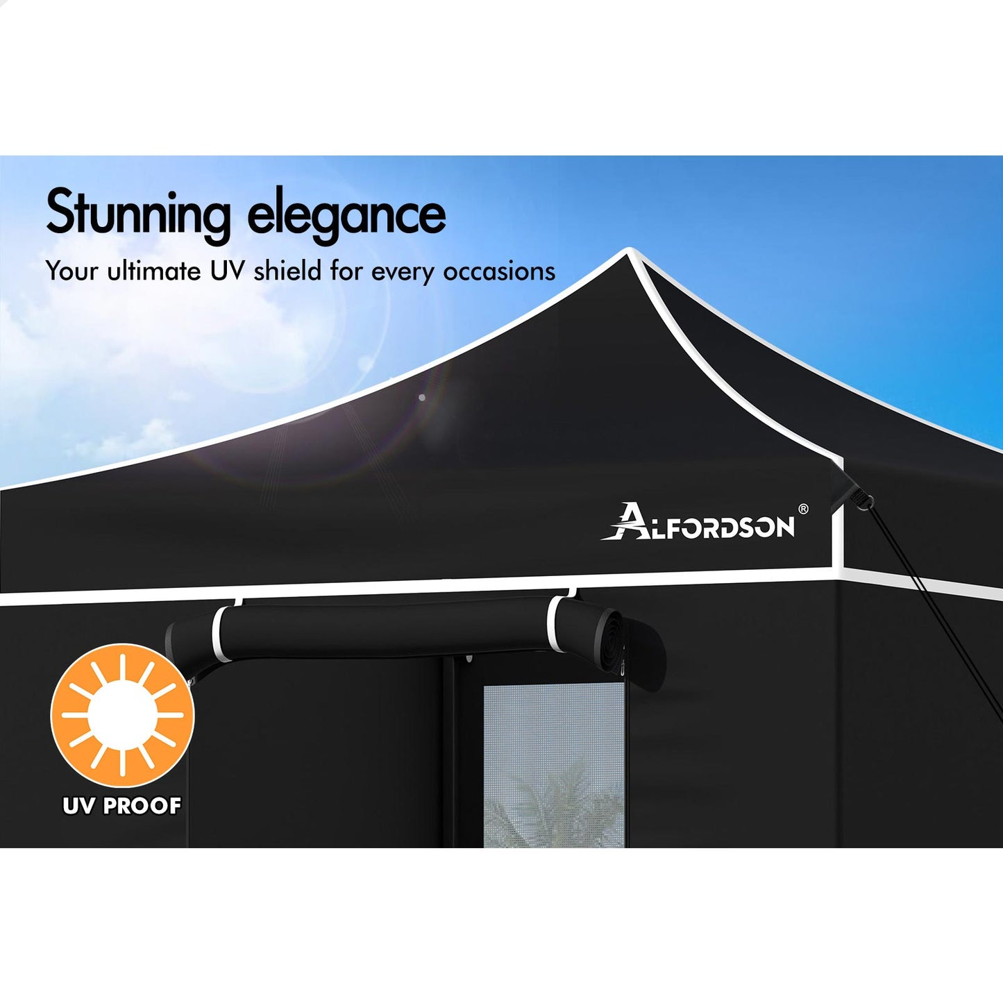 ALFORDSON Gazebo 3x3 Pop Up Marquee Black