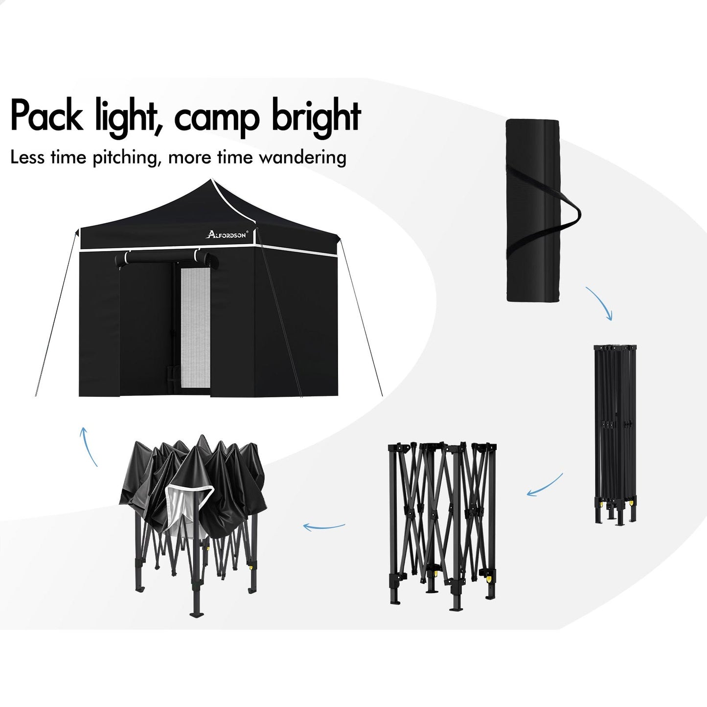 ALFORDSON Gazebo 3x3 Pop Up Marquee Black