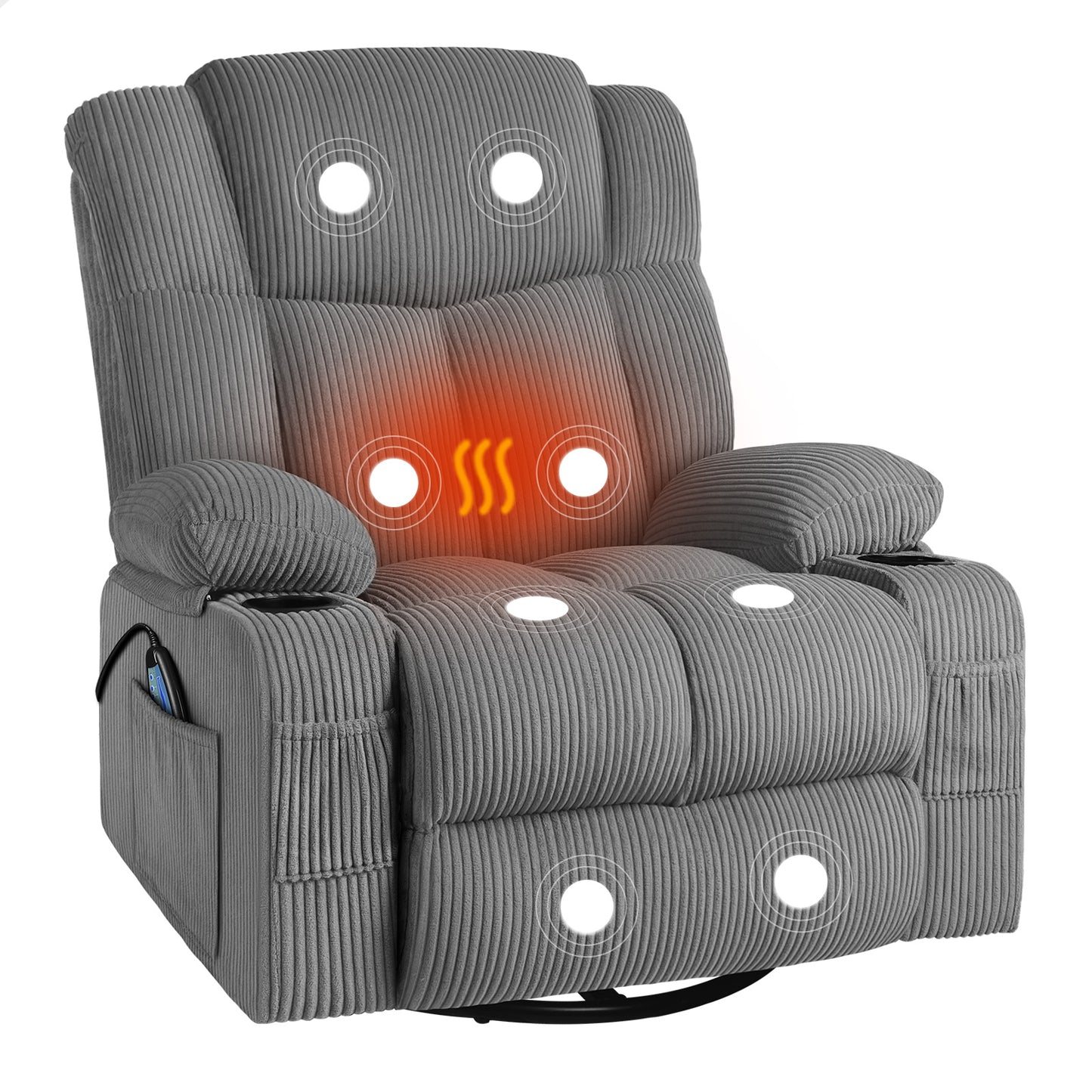 ALFORDSON Recliner Chair 360 Swivel Rocking Heated Massage Armchair Lounge Sofa