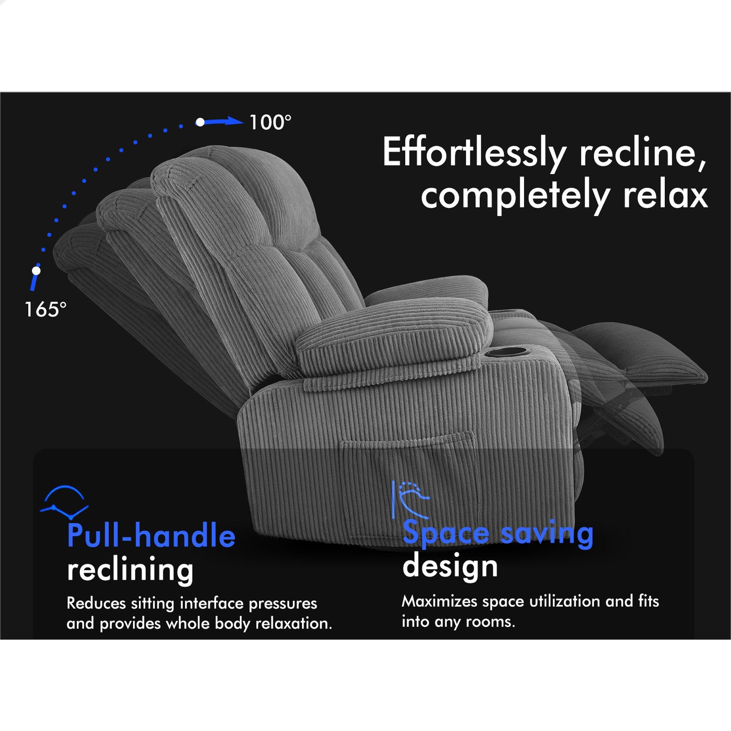 ALFORDSON Recliner Chair 360 Swivel Rocking Heated Massage Armchair Lounge Sofa