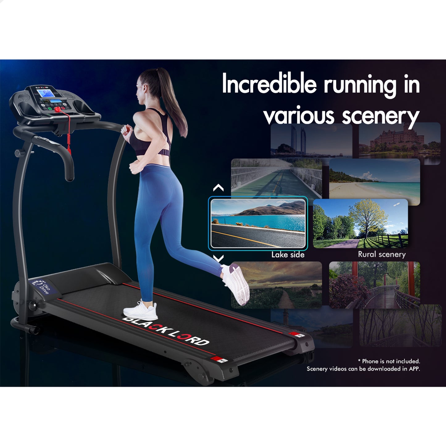 BLACK LORD Treadmill Electric Exercise Running Machine Foldable Walking Pad