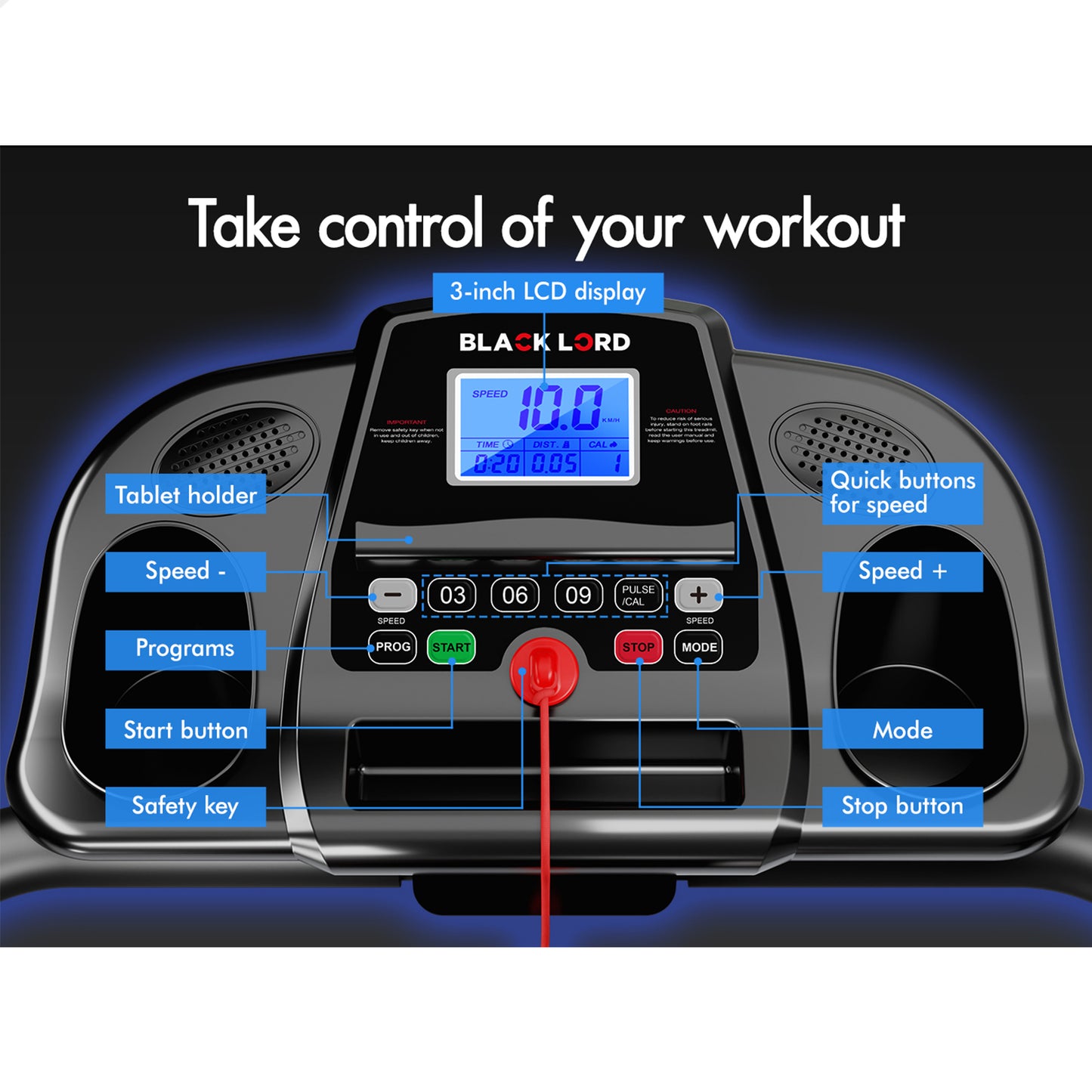 BLACK LORD Treadmill Electric Exercise Running Machine Foldable Walking Pad