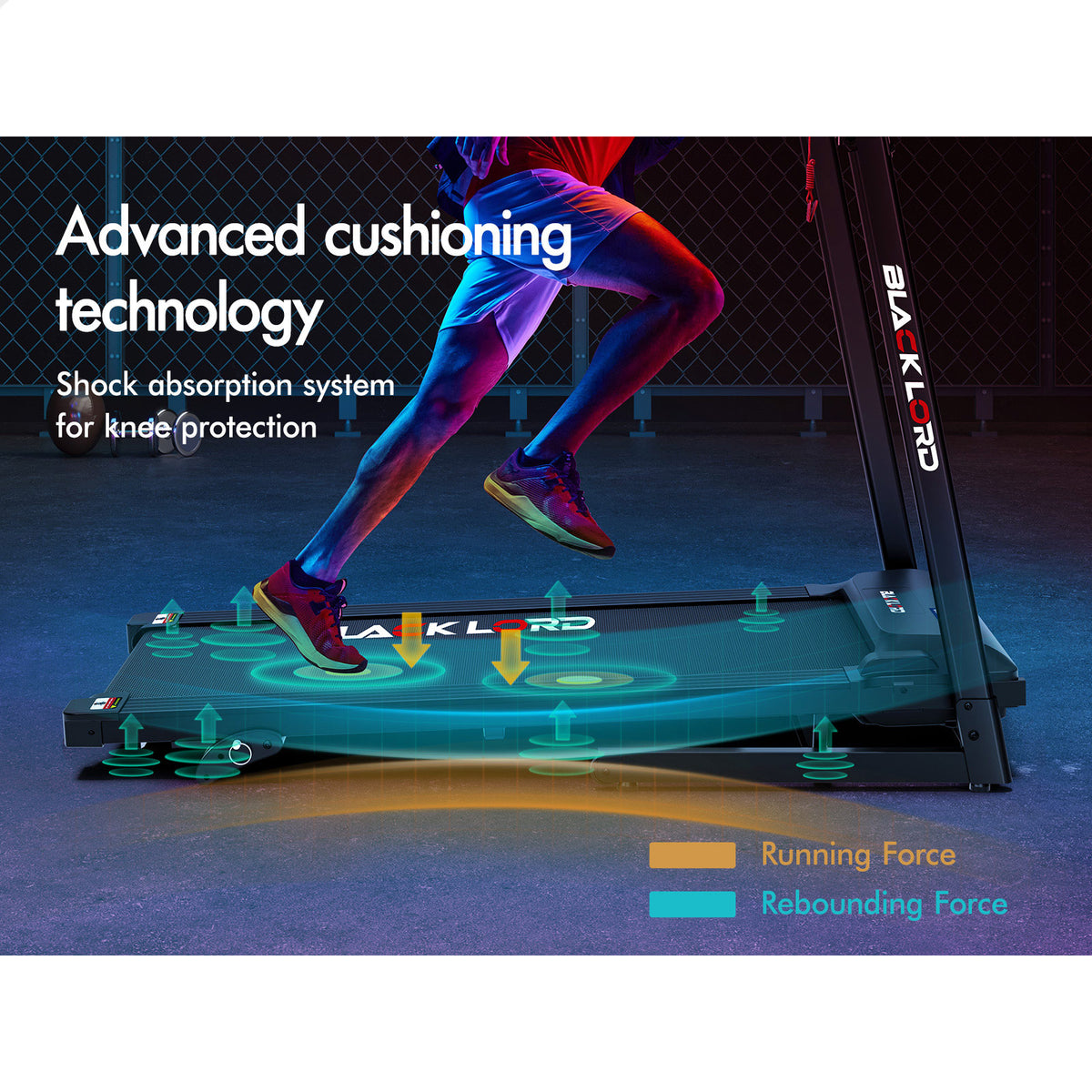 BLACK LORD Treadmill Electric Home Gym Fitness Exercise Equipment Incline 450mm