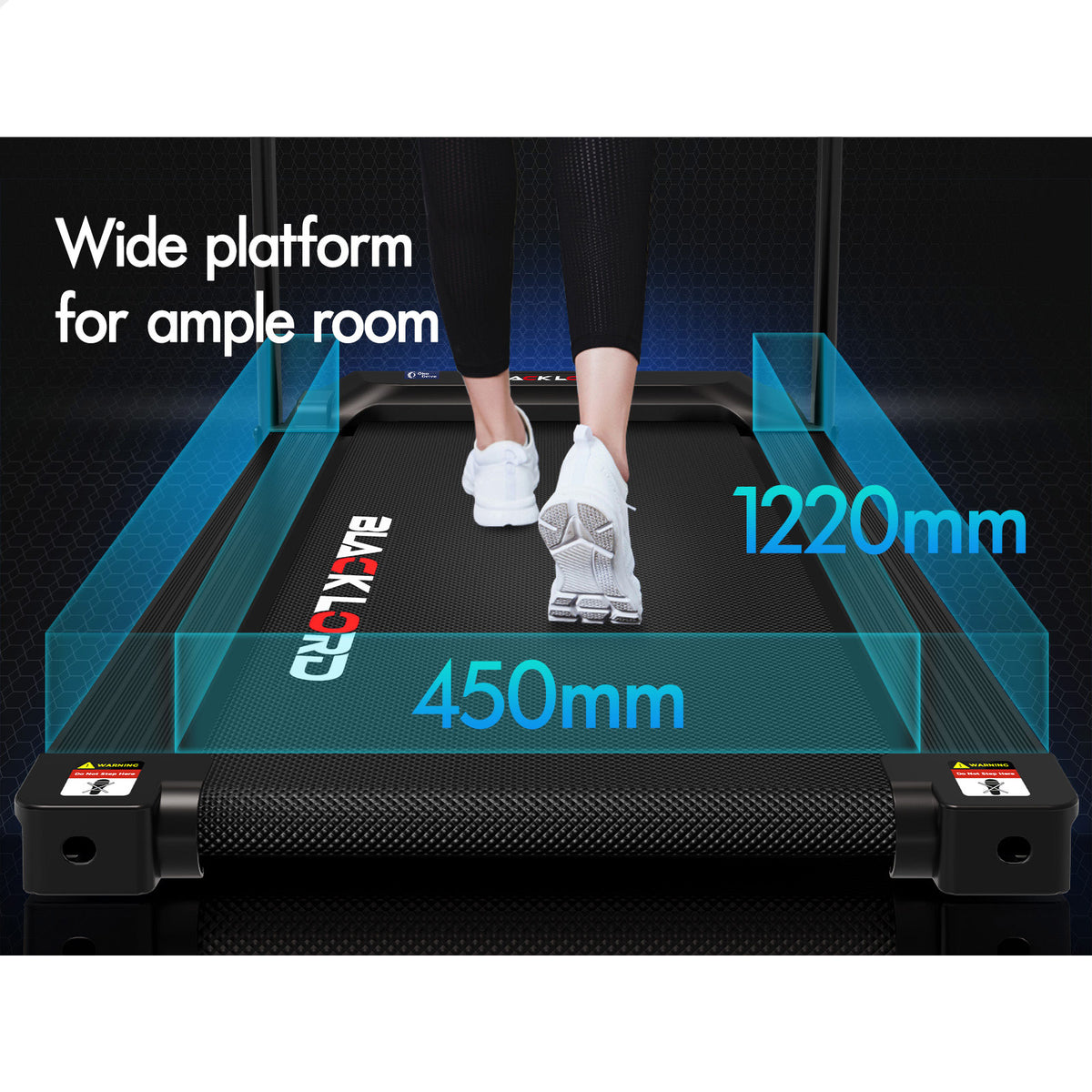 BLACK LORD Treadmill Electric Home Gym Fitness Exercise Equipment Incline 450mm