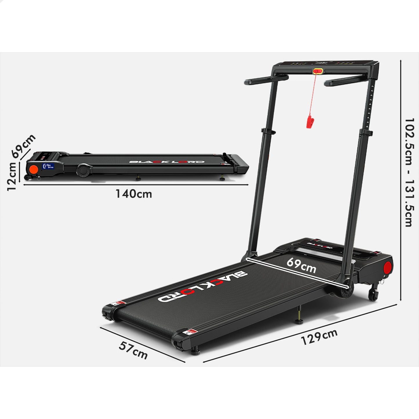 BLACK LORD Treadmill 3 IN 1 Walking Pad Removable Desk Height Adjustable Black
